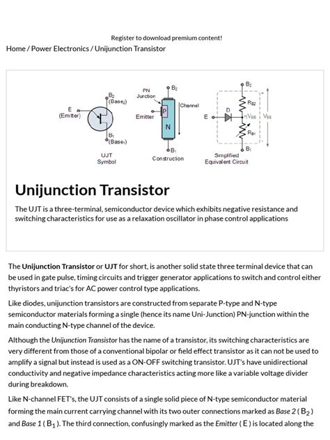 Unijunction Transistor and UJT Relaxation Oscillator | PDF