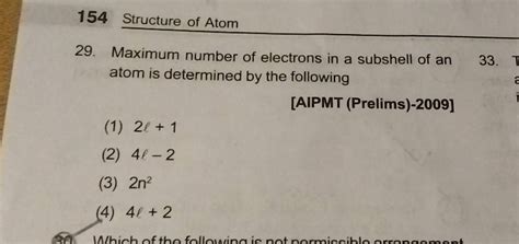 154 Structure Of Atom 29 Maximum Number Of Electrons In A Subshell Of An