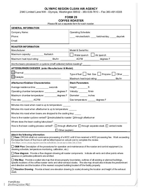 Fillable Online Form Coffee Roasting Fax Email Print Pdffiller