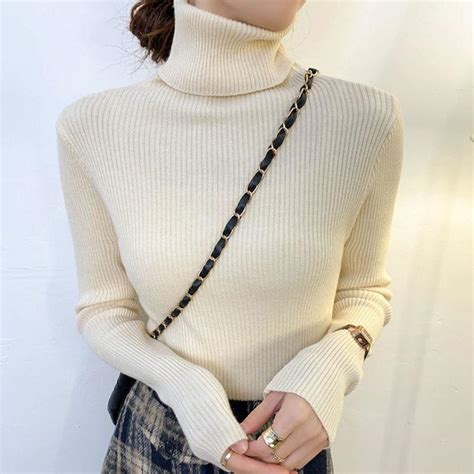 Long Sleeve Turtleneck Sweater Women Autumn Winter Pullovers Womens