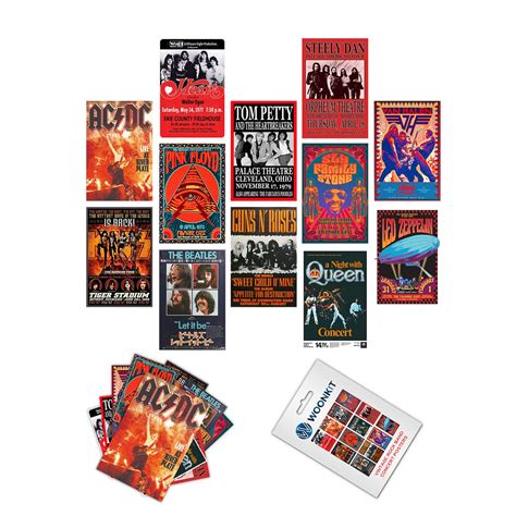 Woonkit Vintage Rock Band Posters for Room Aesthetic, 70s 80s 90s Retro ...