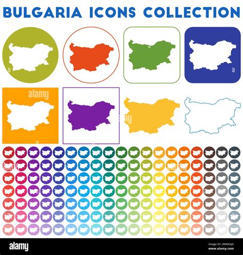 Bulgaria Icons Collection Bright Colourful Trendy Map Icons Modern