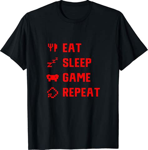 Eat Sleep Game Repeat Gaming Konsole Gamepad Zocken T Shirt Amazon