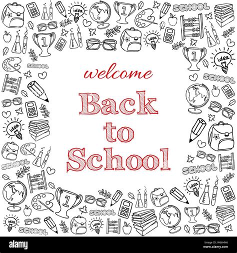 Doodle Welcome Back To School Poster Hand Drawn Graphic Design For