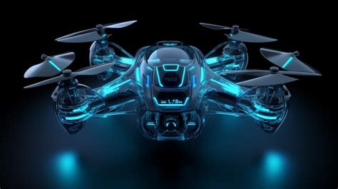 Premium AI Image | A blue drone with a blue light on it