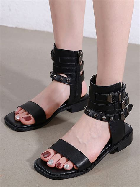 Venta Sandalias Romanas Negras Mujer En Stock