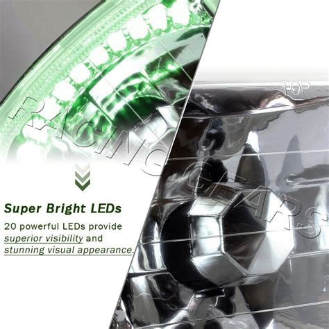 X H H H Square Sealed Beam Black Housing Green Led