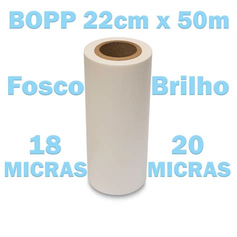 BOPP Brilho 20 Micras Ou Fosco 18 Micras Bobina 22cm X 50m Para