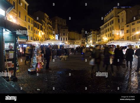 Piazza Navona Christmas Market Night Rome Italy Stock Photo Alamy