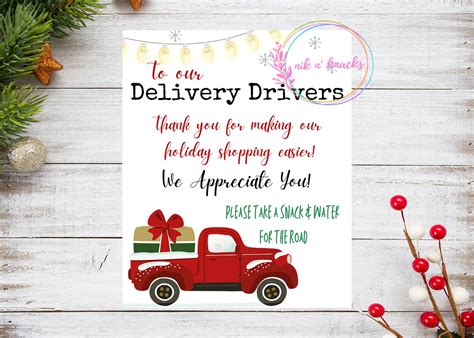 Delivery Driver Thank You Sign Delivery Driver Snack Sign Etsy