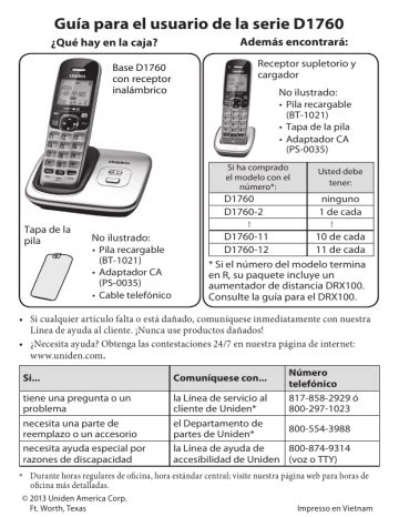 Uniden D1760 Owner Manual Manualzz