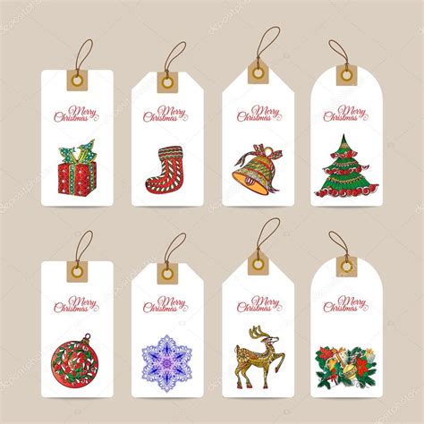 Decorative Christmas Gift Tags Stock Vector By Elenabesedina