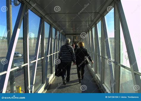 Passengers In Airport Walkway Editorial Stock Image Image Of Bags Departures 54136104