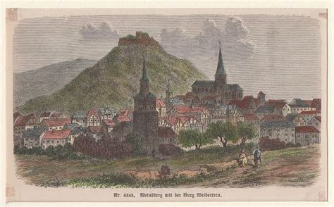 Orig Kolorierter Holzstich Bayern Weinsberg Mit Der Burg