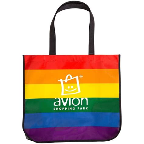 Rainbow Laminated Tote Bag Large Personalization Available Positive Promotions