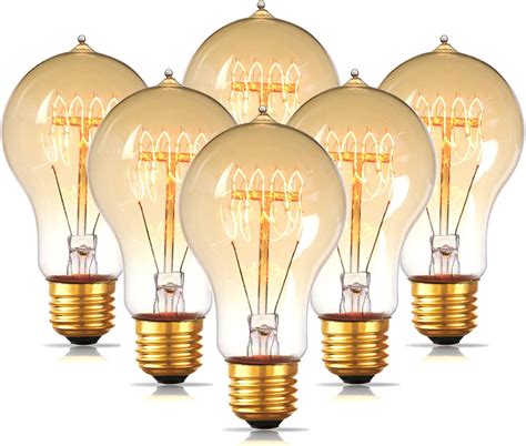 Jslinter 6 Pack Edison Light Bulb 60 Watt Dimmable A19 Antique Vintage Old Fashioned E26