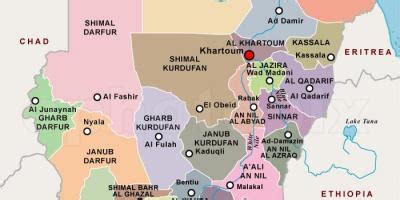 Sudan regions map - Map of Sudan regions (Northern Africa - Africa)