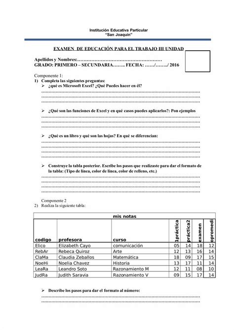 PDF EXAMEN III UNIDAD 2do Sec Ed Trabajo Computacion DOKUMEN TIPS