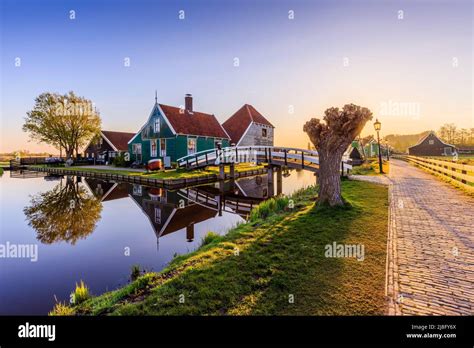 Zaanse Schans Village Netherlands Dutch Windmill And Traditional