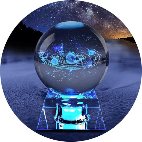 Oeginfit D Solar System Crystal Ball With Led Colorful Night Light