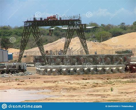 Construction Works in Port of Hambantota, Sri Lanka Editorial Image - Image of works, temple ...