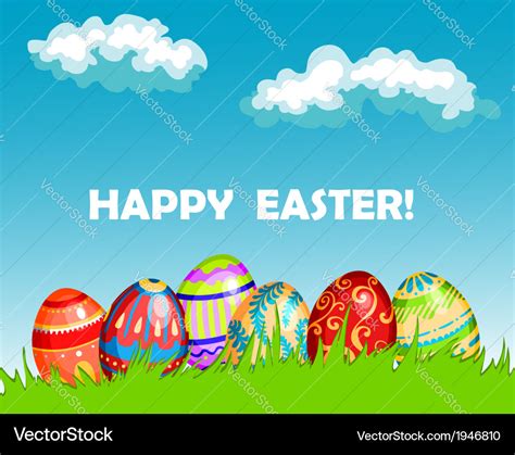 Colourful Happy Easter Greeting Card Design Vector Image