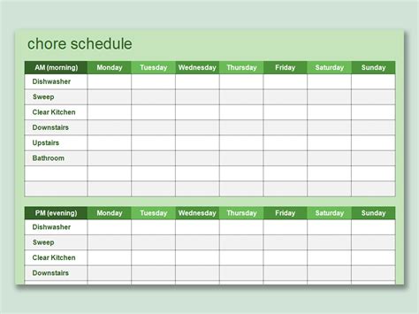 EXCEL Of Useful Chore Schedule Xls WPS Free Templates