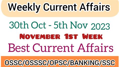 30th Oct 5th Nov 2023 Weekly Current Affairs Most Important Current