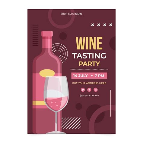 Free Vector Flat Design Wine Party Invitation Template