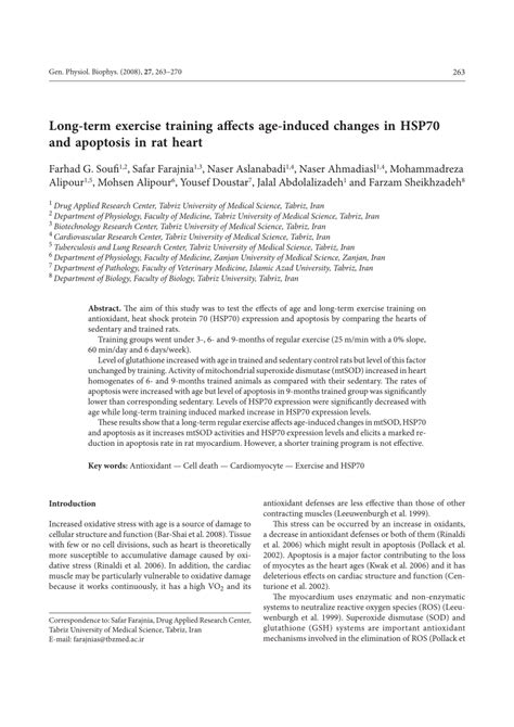 PDF Long Term Exercise Training Affects Age Induced Changes In HSP70