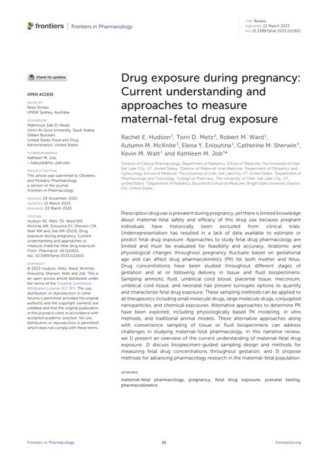 Pdf Drug Exposure During Pregnancy Current Understanding And