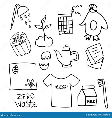 No Plastic Doodle Is Zero Waste Ecostyle Vector Illustration Of A