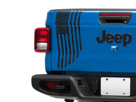 Sec10 Jeep Gladiator Vertical Tailgate Distressed Flag Decal Matte