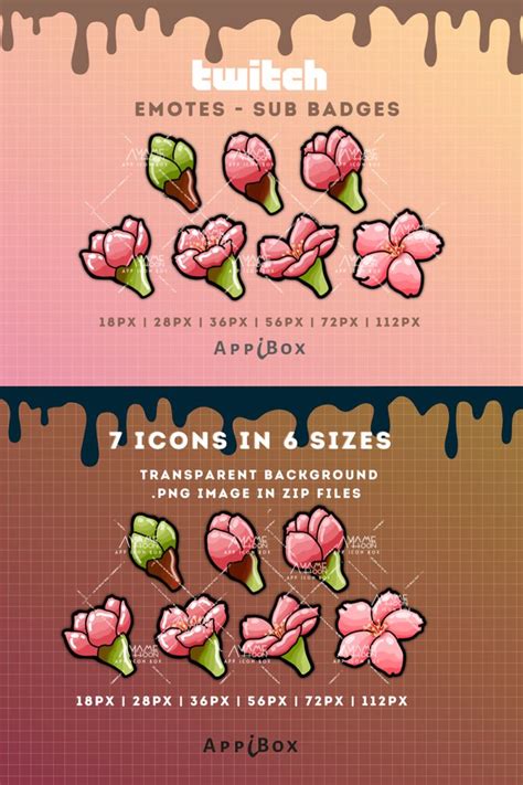 Cherry Blossom Twitch Sub Badges Sakura Twitch Emotes Hand Etsy In