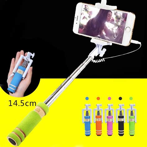 Handheld Folding Mobile Phone Wired Self Selfie Sticks Mini Extendable