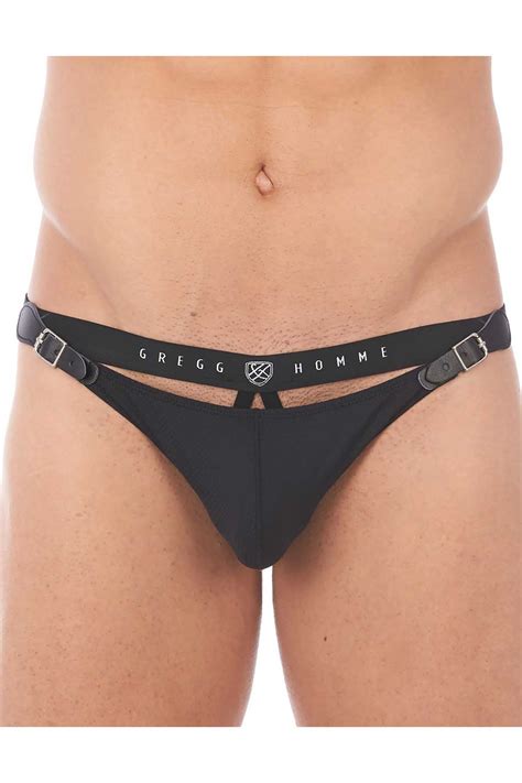 Gregg Homme Black Chaser C Ring Detachable Pouch Thong Cheapundies