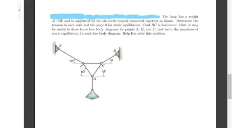 Solved The Lamp Has A Weight Of Lb And Is Supported By Chegg