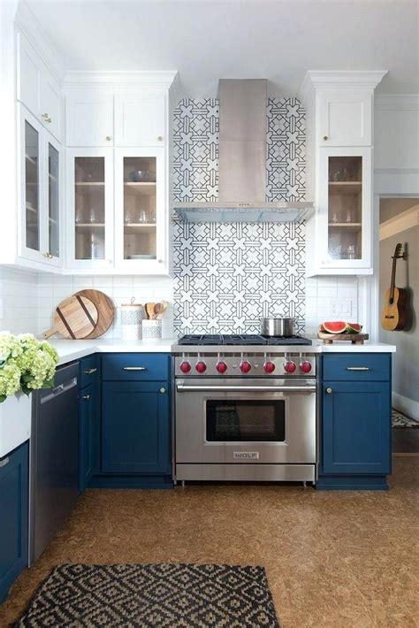 Blue Lower Cabinets White Upper Decoomo