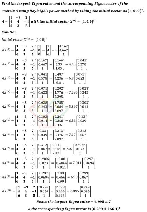 Find The Largest Eigen Value And The Corresponding Eigen Vector Of The