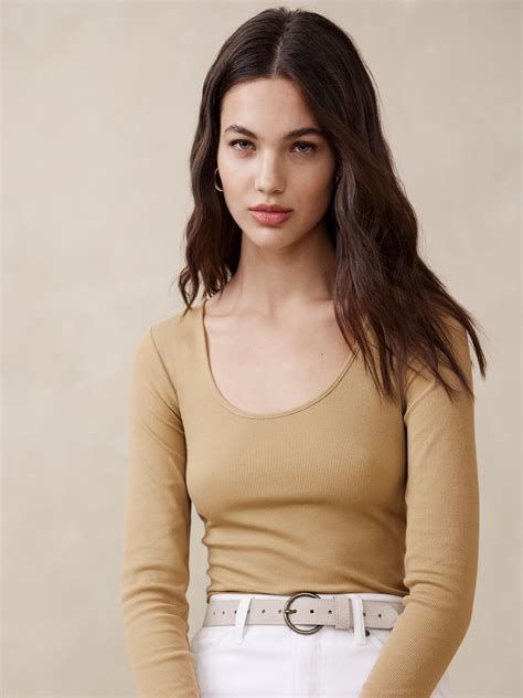 Ribbed Scoop Neck Top Banana Republic Factory