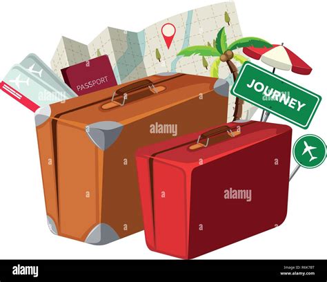 Vintage Suitcase With Travel Element Illustration Stock Vector Image