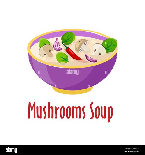 Cream Mushroom Soup Icon Vector Tasty Dish In Colorful Bowl Isolated