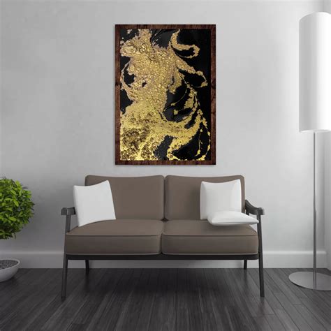 Quadro Decorativo Abstrato Dourado Grande Luxo Elo