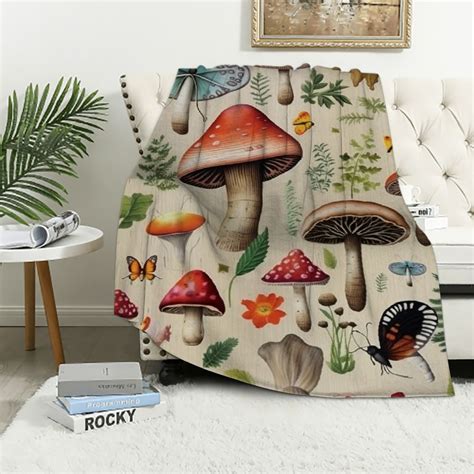 HOMICOZI Mushroom Blanket Mushroom Gifts For Women Soft Cozy Flannel