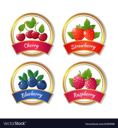 Berry jam and marmalade labels fresh summer Vector Image