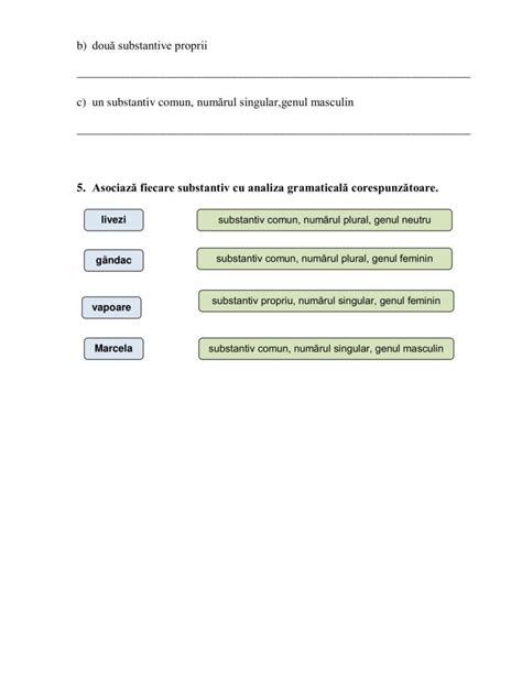 Academiaabc Fi De Lucru Clasa A Iv A Substantivul