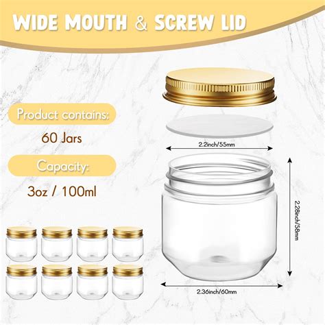 Snapklik Tanlade 60 Pcs 3 Oz Clear Plastic Jars