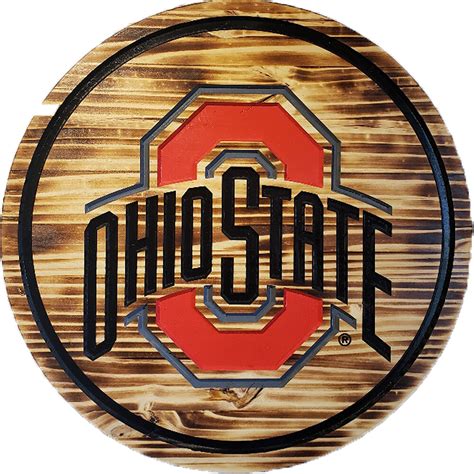 Ohio State Athletic Logo 24" Barrel Head with Burned Wood