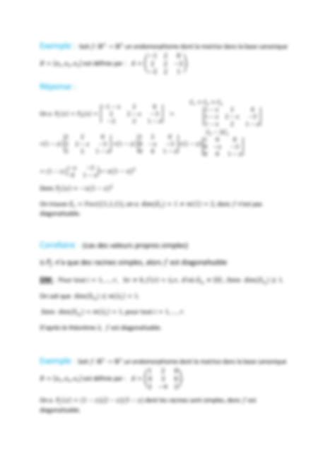 SOLUTION Diagonalisation Et Trigonalisation Des Endomorphismes Et Des