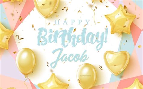 Download Happy Birthday Jacob, 4k, Birthday Background with gold ...